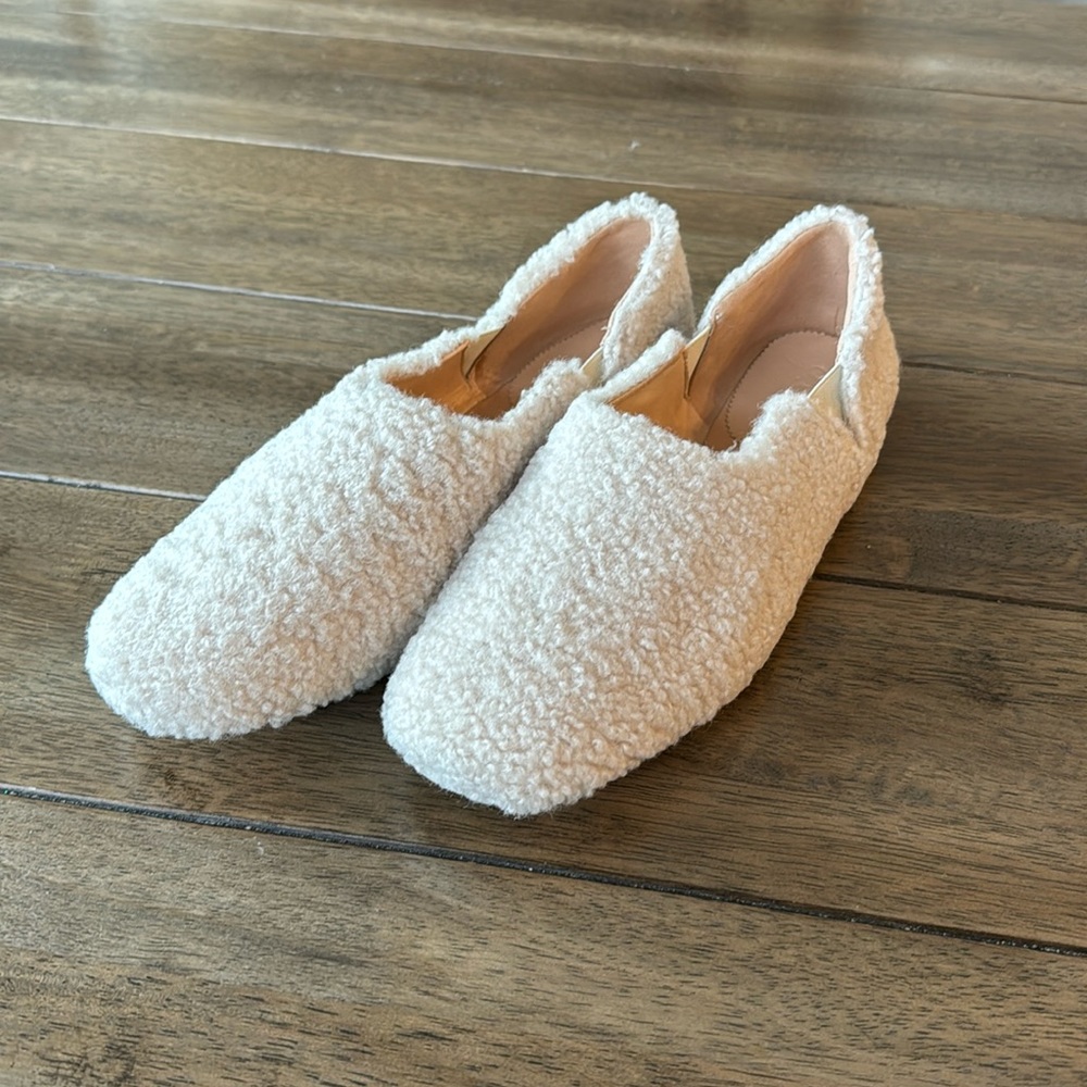 JCrew | Faux Shearling Flat cream/ivory